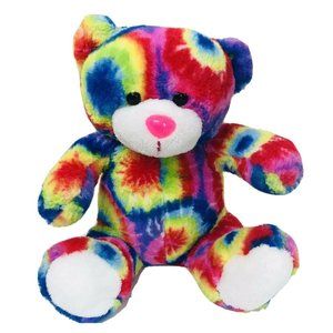 Peace Pals Rainbow Tye Tie Dye plush Teddy Bear Pink Nose toy Animal 2014